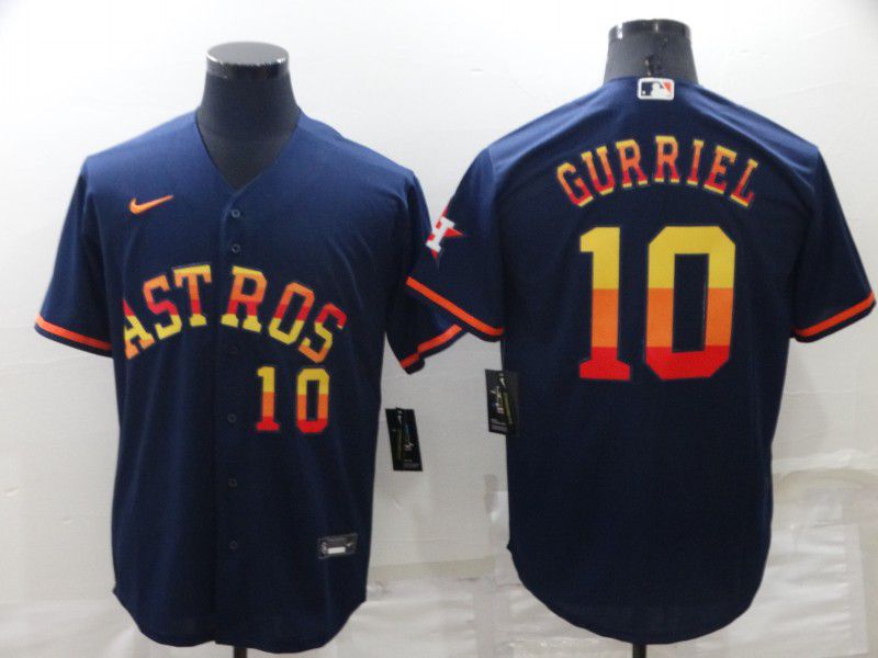 Men Houston Astros 10 Gurriel Blue Rainbow Edition Game Nike 2022 MLB Jersey